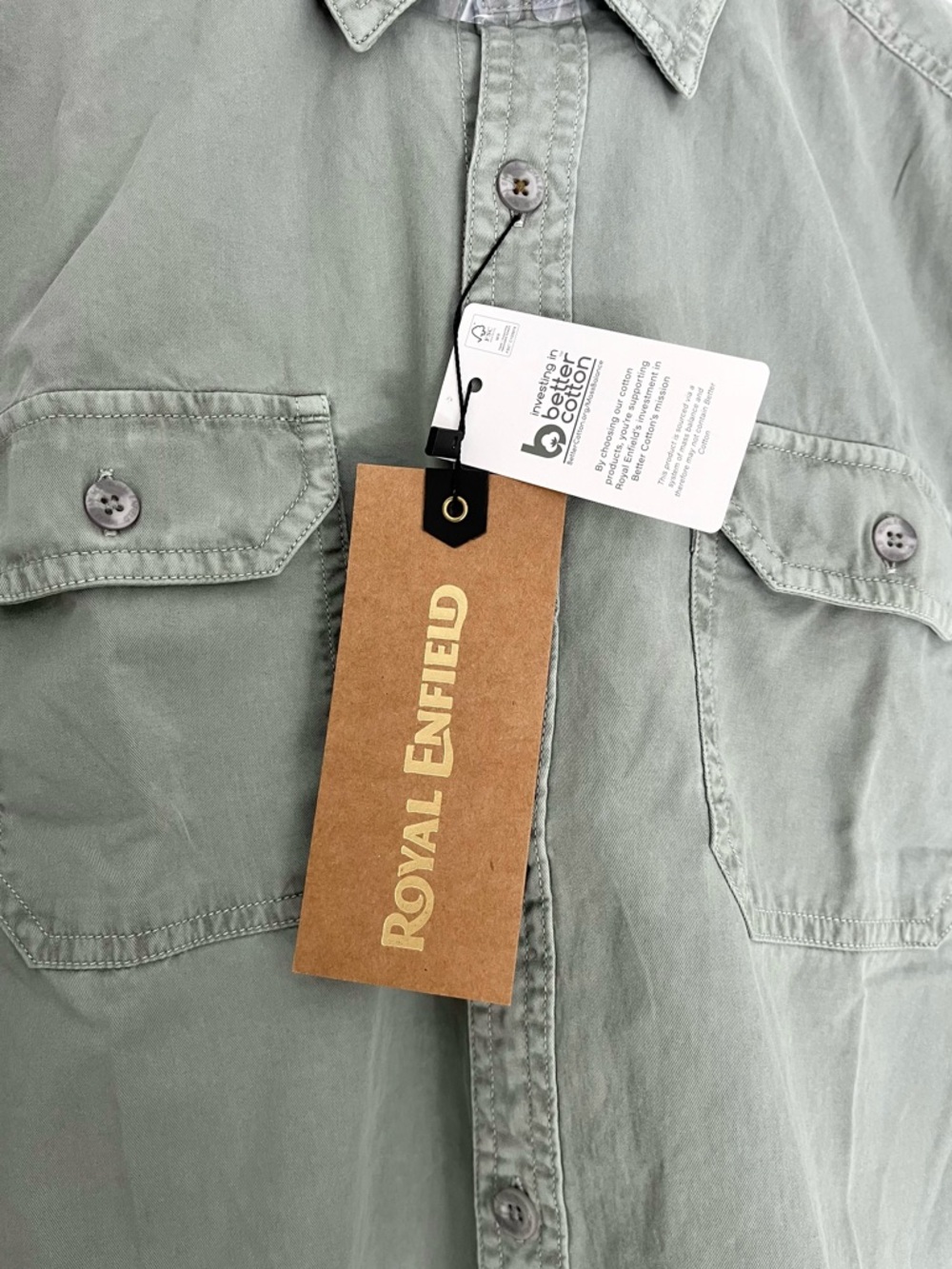 Royal Enfield Utility Shirt Sage Green 100% Cotton NWT Medium - Picture 4 of 11